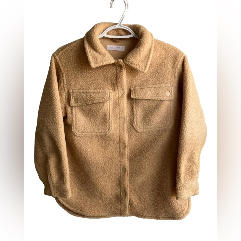 Zara Sherpa coat jacket tan youth teen size 11 12 years